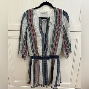 ALICE + OLIVIA Nance Embroidered Smocked-Waistband boho dress sz 6